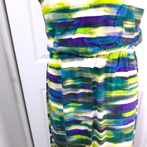 Attention Dress Maxi Sleeveless Multicolor Purple Green Blue Cutout Deta… - Picture 3 of 11